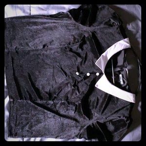 BLACK & WHITE COLLAR SHORT SLEEVE GIRLS CROP TOP